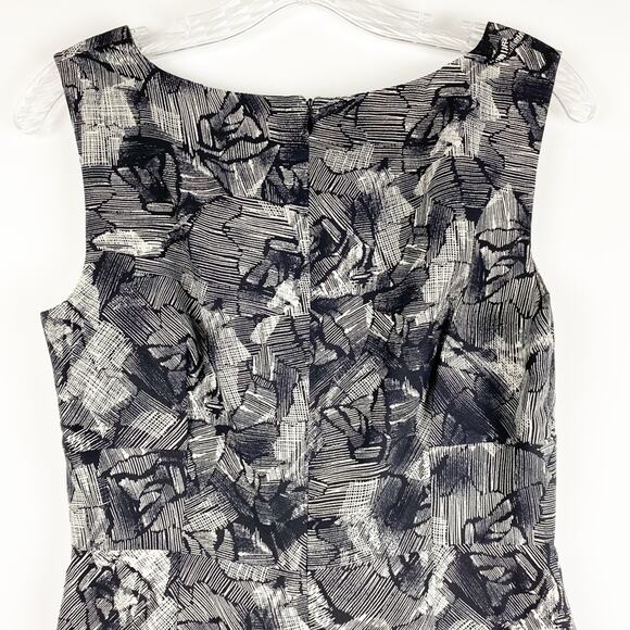 Banana Republic Silk Wool Pleated Sheath Dress Black Floral Womens Size 4 - Picture 9 of 13